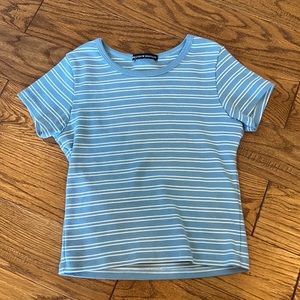 Striped Blue and White Brandy Melville Baby Tee